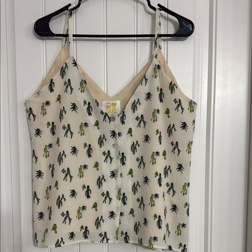Cake Cream and Green Camisole Top
